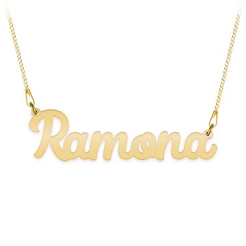 Ivona - Colier lant plat din argint 925 placat cu aur galben 24K personalizat cu nume