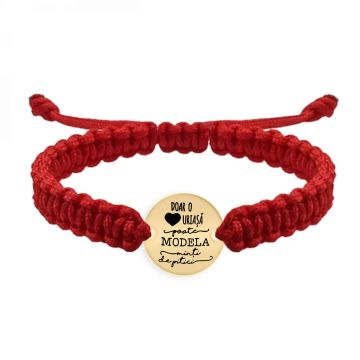 Mia - Bratara personalizata snur impletit pentru educatoare/invatatoare/profesoara din argint 925 placat cu aur galben 24 karate