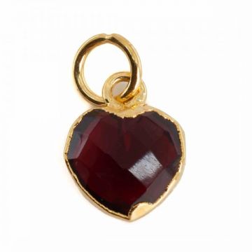 Pandantiv mini inima granat 1 cm, piatra lunii ianuarie, birthstone