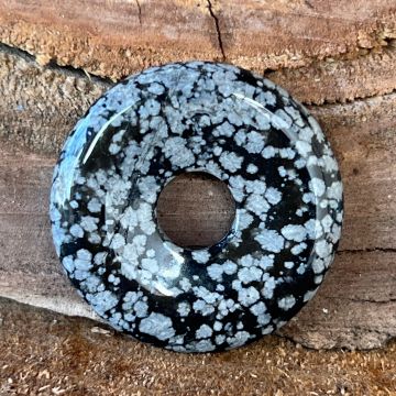 Pandantiv piatra pi donut obsidian fulgi de zapada M
