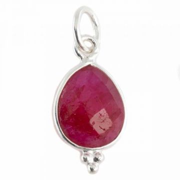 Pandantiv rubin 1.2 cm, piatra lunii iulie, birthstone -argint