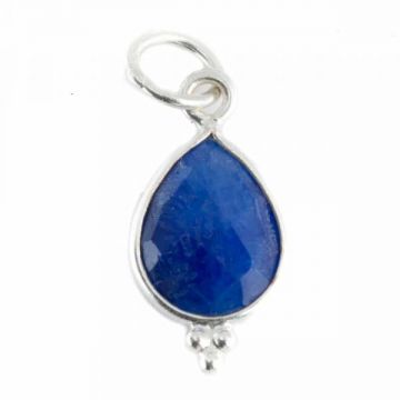 Pandantiv safir 1 cm, argint, piatra lunii septembrie, birthstone