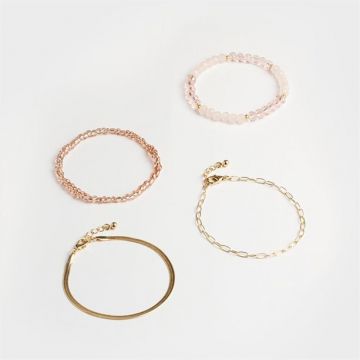 Set 4 brățări Maya - Auriu Roz