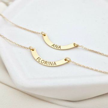Set Arcuirea Prieteniei – 2 Lantisoare personalizate pentru Surori sau Prietene - Argint 925 placat cu Aur Galben 18K