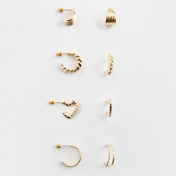 Set de 4 perechi de cercei Bianca  - Argintiu