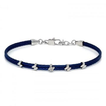 Bratara cu Diamant 0.015ct din Otel Inoxidabil Albastru, pentru Barbati