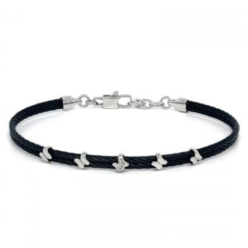 Bratara cu Diamant 0.015ct din Otel Inoxidabil Negru, pentru Barbati