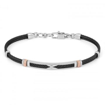 Bratara cu Diamant de 0.015ct pentru Barbati, din Otel Inoxidabil Negru