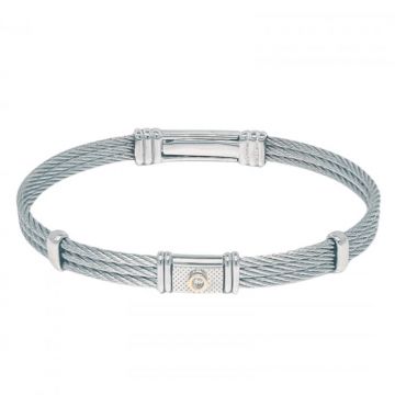 Bratara cu Diamant Natural 0.015ct pentru Barbati, din Otel Inoxidabil si Aur 18K