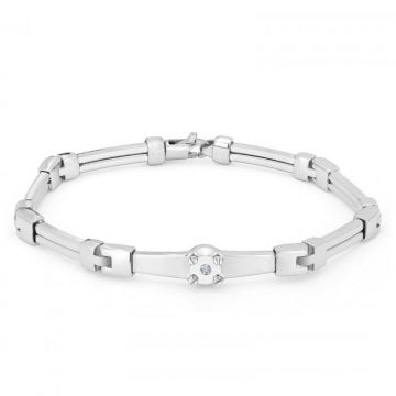 Bratara cu Diamant Natural 0.022ct pentru Barbati, din Otel Inoxidabil