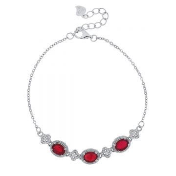 Bratara din argint cu rubin și cubic zirconia