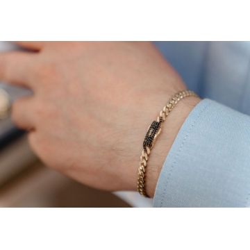 Bratara Monaco Chain Aur 14K Clasic cu Zirconii Negre 5.6g
