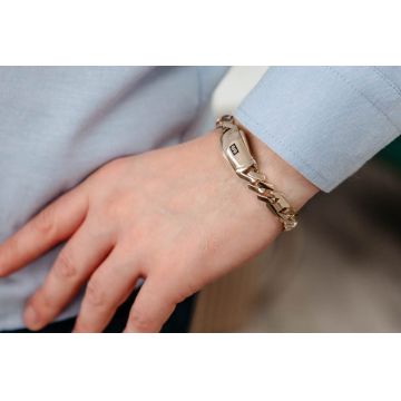 Bratara Monaco Chain Aur 14K Luxe Plain Lock, 10mm, 21.5cm