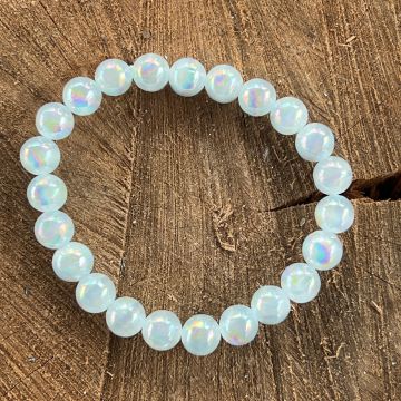 Bratara selenit 8 mm AURA BLUE