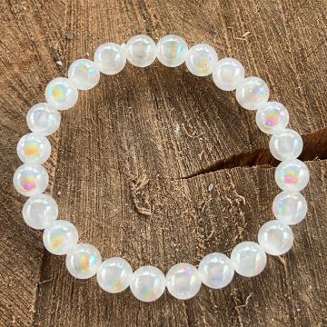 Bratara selenit 8 mm AURA RAINBOW