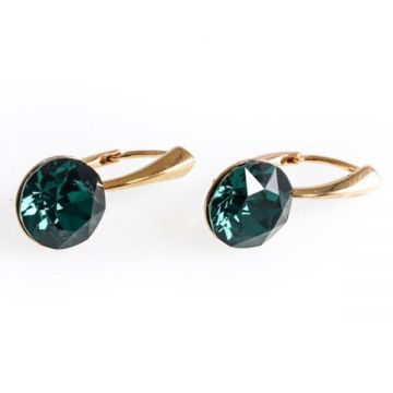 Cercei Argint 925 placat cu Aur, Swarovski Emerald