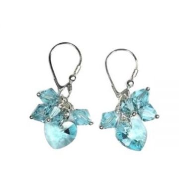 Cercei Argint 925, Swarovski cristal turquoise