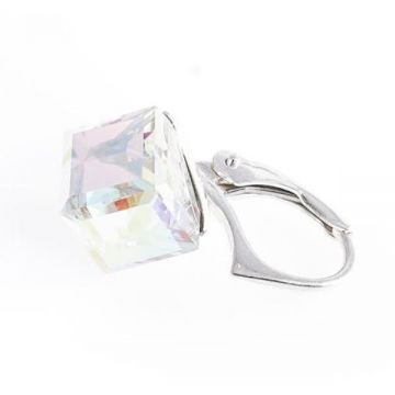 Cercei Argint 925, Swarovski cub, Aurore 8 mm