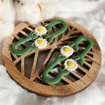 Cercei - Doua margarete - Verde