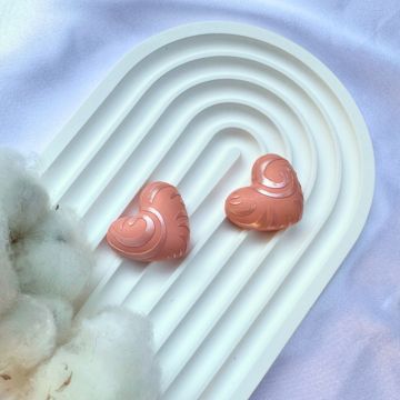 Cercei - Peachy Puffy Heart - Portocaliu