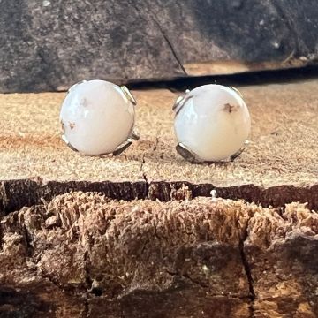 Cercei stud sfere opal 6 mm