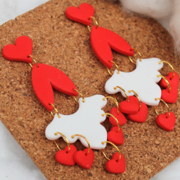 Cercei - Valentine Hearts - Alb