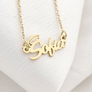 Lantisor personalizat - Medalion cu nume si simbol toca - Argint 925 placat cu Aur Galben 18K