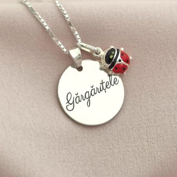 Lantisor Sweet Name - Pandantiv cu nume si charm Buburuza - Argint 925