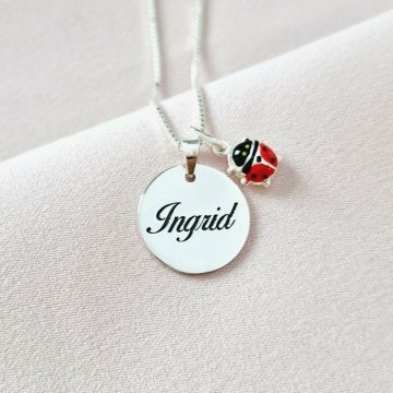 Lantisor Sweet Name - Pandantiv cu nume si charm Buburuza - Argint 925