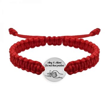 Nala - Bratara personalizata cu banut si snur impletit pentru mama din argint 925