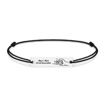 Nala - Bratara personalizata cu tablita si snur pentru mama din argint 925