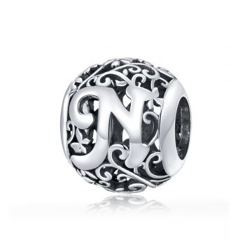 Talisman din argint Alphabet Letter N