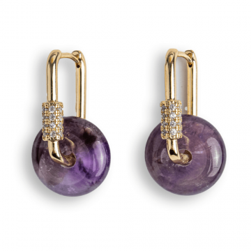 Bijuterie de Liniste ,   Cercei cu Ametist si design Pi