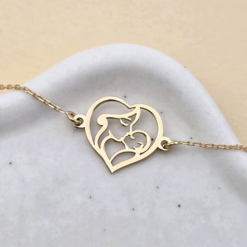 Brățară Inimă Mama și Bebe – Legătura Eternă - Argint 925 placat cu Aur Galben 18K