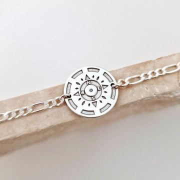 Bratara Busola Personalizata –cu Diamant Natural - Argint 925 Rodiat si bratara barbati cu lant