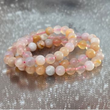 Bratara cuart roz 8 mm model 4