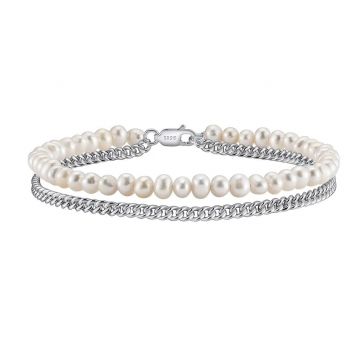 Bratara din argint 925 pentru dama, JW1556, model cu perle, placata cu rodiu
