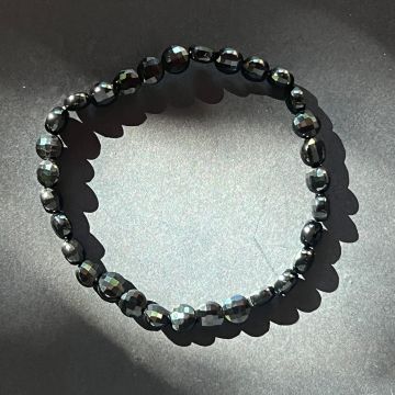 Bratara discuri fatetate onix negru 6 mm