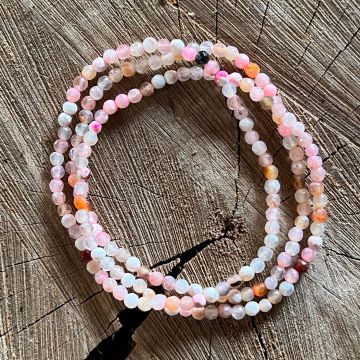 Bratara fatetata mix sfere cuart roz 3 mm