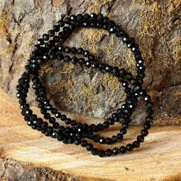Bratara turmalina neagra fatetata 4 mm, calitate AAA