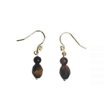 Cercei Argint 925 placat cu Aur 24k, Ochi de tigru