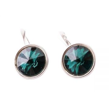 Cercei Argint 925, Swarovski Rivoli Emerald
