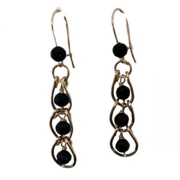 Cercei Aur 14K Gold Filled, Gresie Albastra