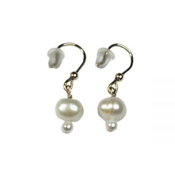 Cercei Aur14k Gold Filled, Perla cultura si tip Mallorca