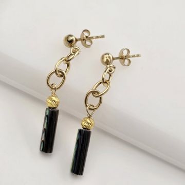 Cercei Curgatori cu Perle Tubulare – Argint 925 placat cu Aur 18K