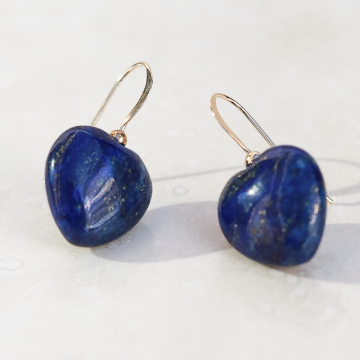 Cercei lapis lazuli, aur filat - Hearts Royal