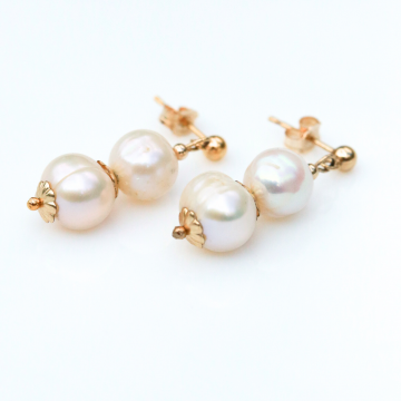 Cercei perle naturale, aur filat - Soul Pearl #8
