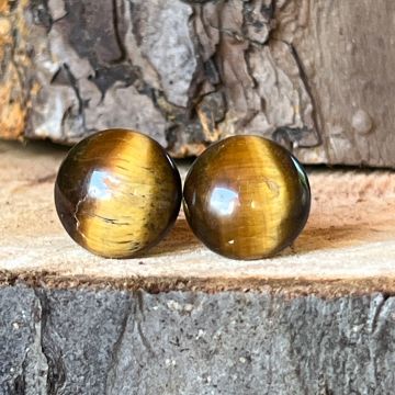 Cercei stud semisferici ochi de tigru 15-16 mm