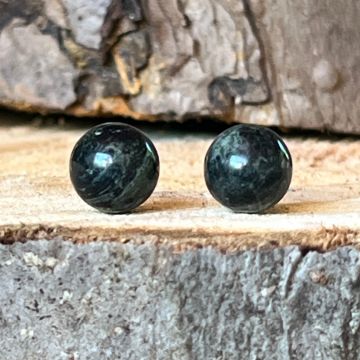 Cercei stud sfere jasp kambaba 8 mm