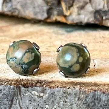 Cercei stud sfere riolit 8 mm